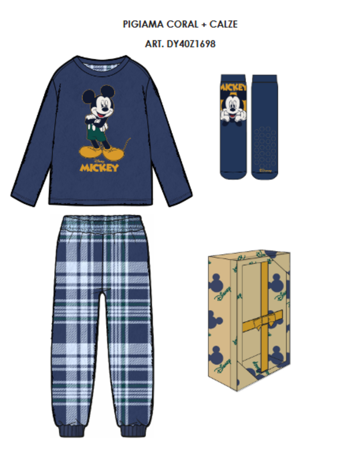 PIGIAMA+CALZE BAMBINO M/L DY40Z1698 Tellini S.r.l. Ingrosso Abbigliamento