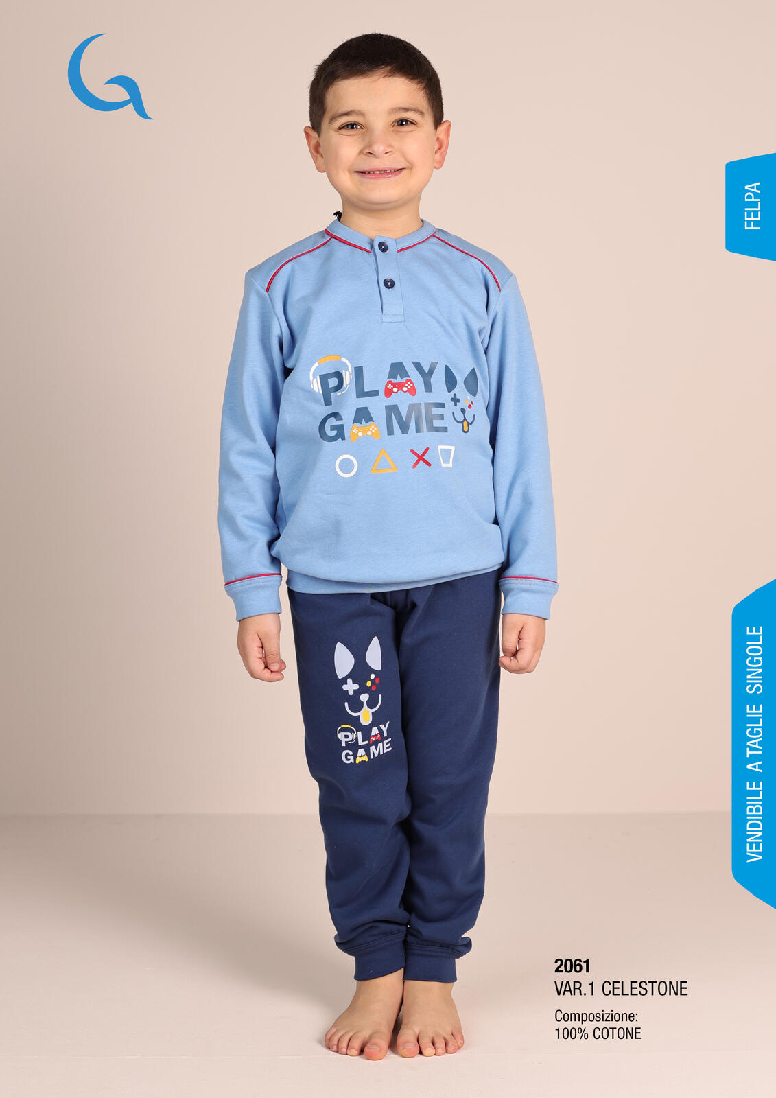 Sanetta Pigiama A Maglietta Per Bambini E Ragazzi – Casual In Jersey Singolo Con Tasca Effetto Mélange - 3
