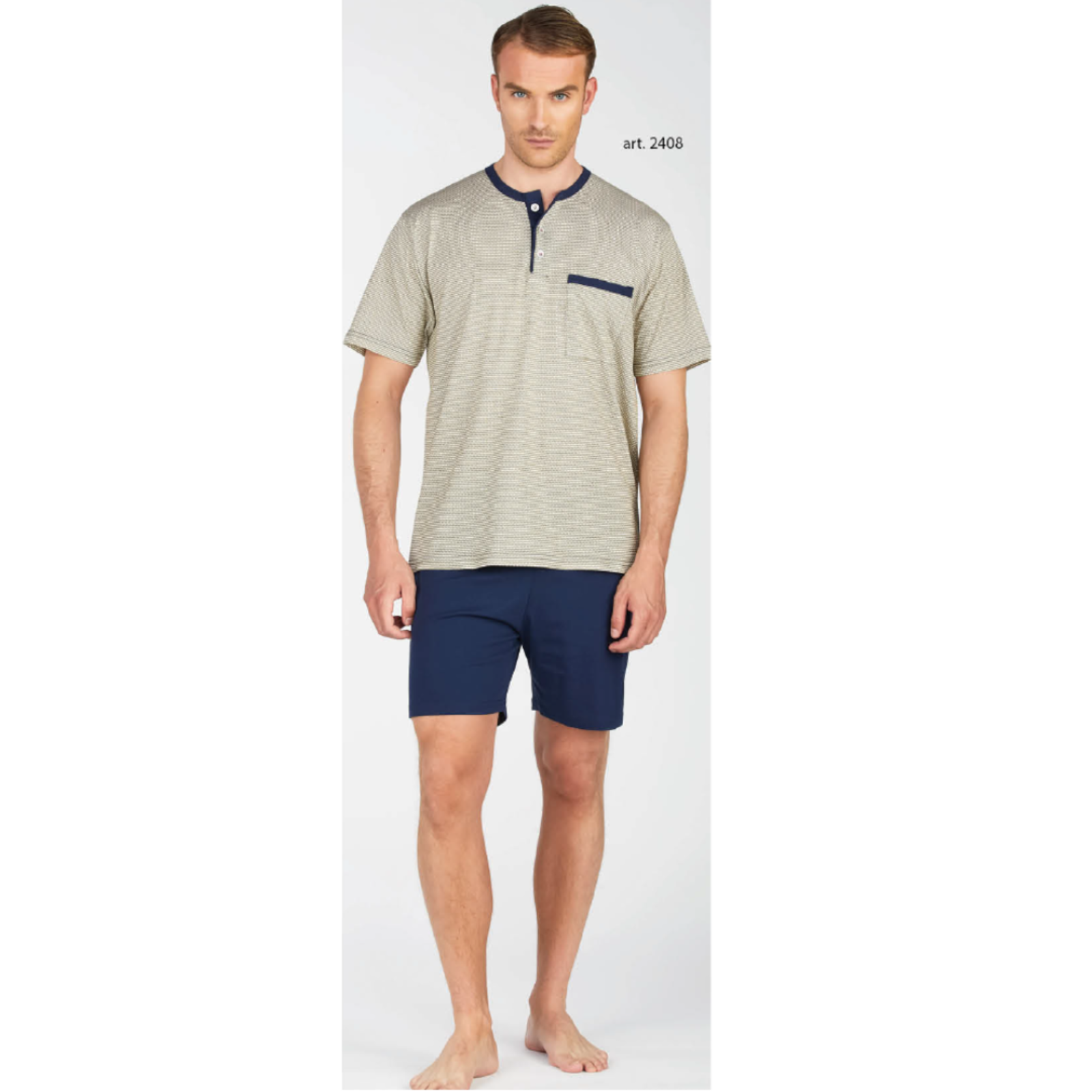 G.N Dreamer Pigiama Corto Uomo In Cotone – Set A 2 Pezzi Con T-Shirt E Pantaloncini, Vita Elastica Con Tasche, Abbigliamento Da Notte Estivo
