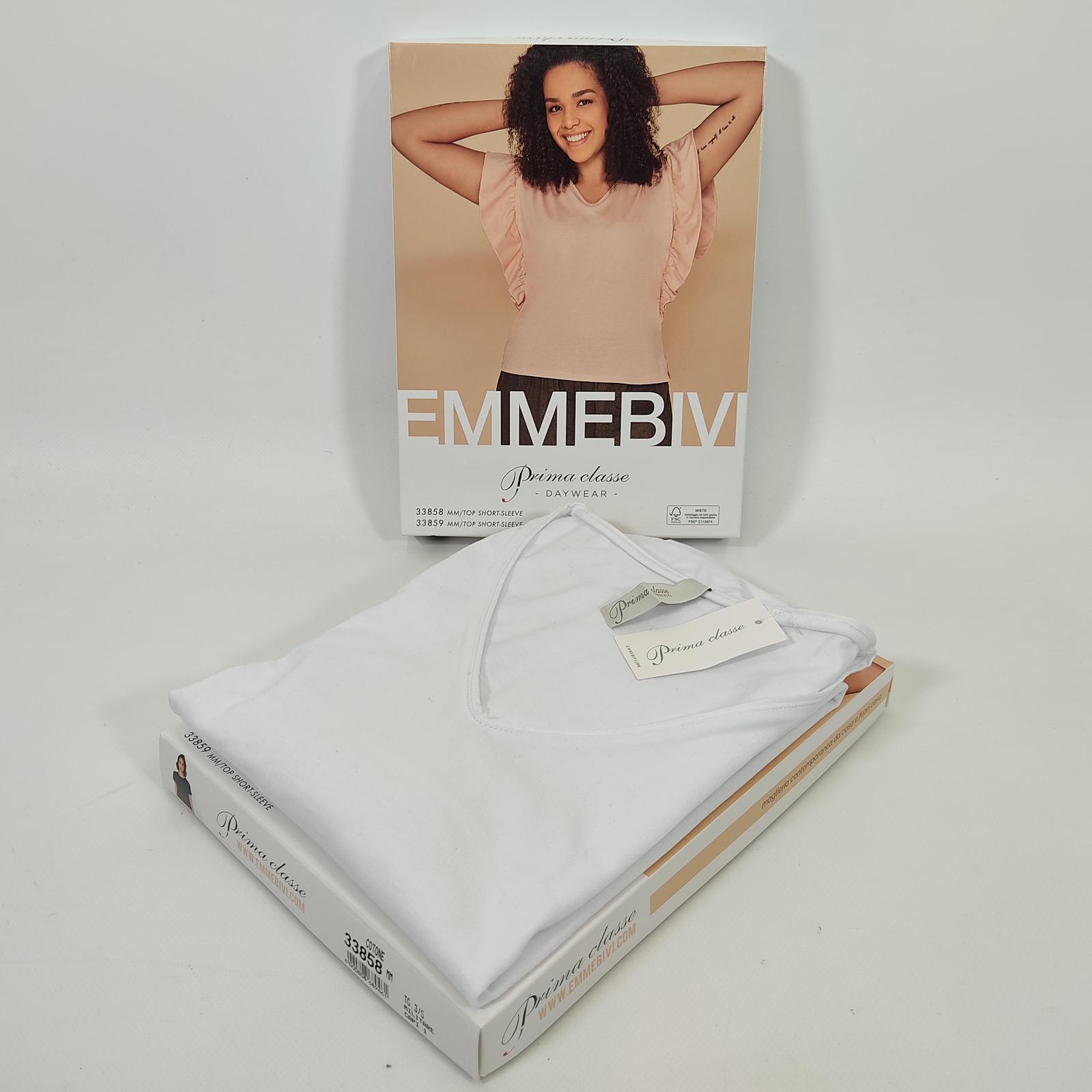 T-shirt à Bretelles EMMEBIVI 100% Coton - Taille 38/40 (S EUR) - Blanc - Neuf Avec étiquettes - Compression Modérée