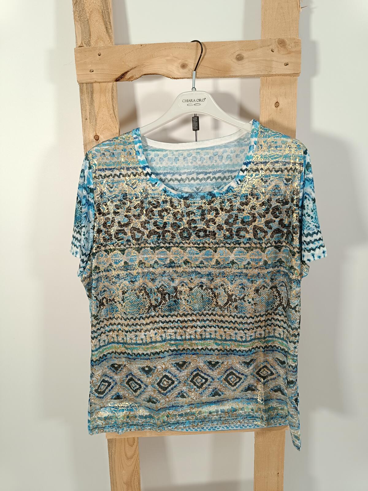 T-shirt Donna Manica Lunga Con Stampa Animalier Oro Rosa - Foto 3