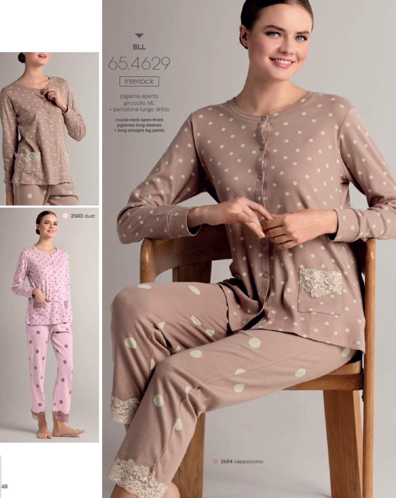 PIGIAMA APERTO DONNA M/L 654629 Tellini S.r.l. Ingrosso Abbigliamento
