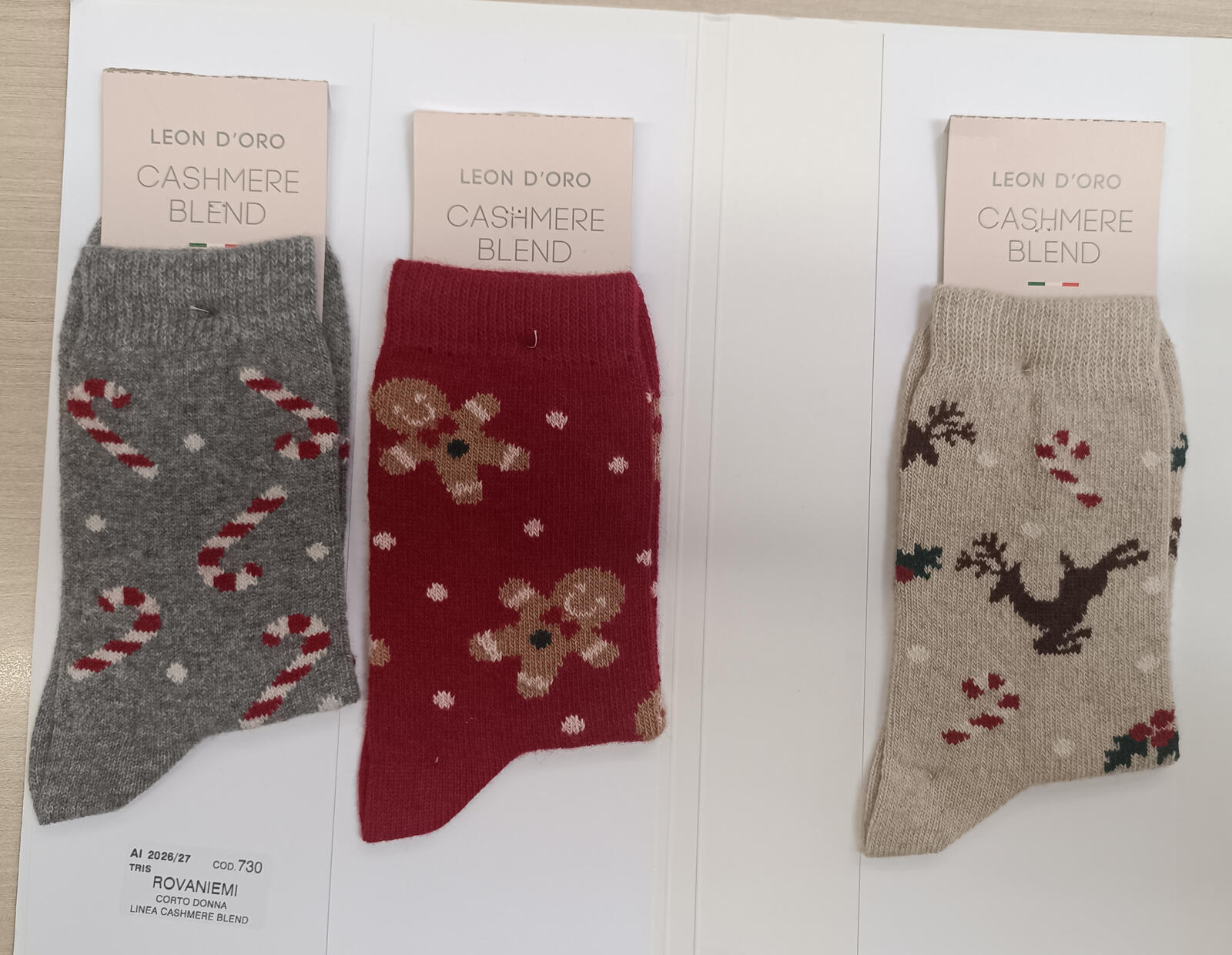 730 Rovaniemi Weihnachtskaschmir Damen-Kurzsocken Tellini S.R.L. Großhandelskleidung