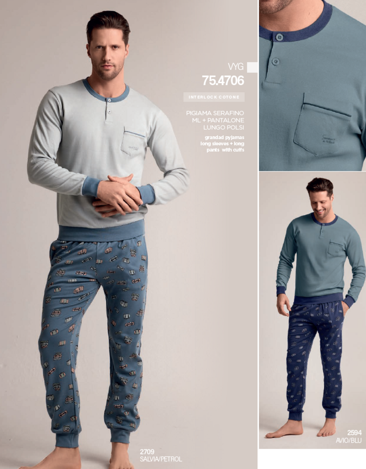 PIGIAMA SERAFINO UOMO M/L 754706 Tellini S.r.l. Ingrosso Abbigliamento