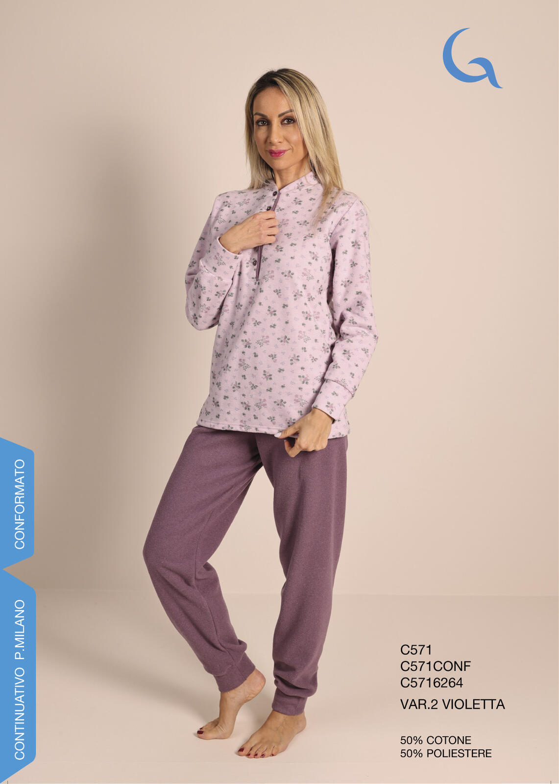 PIGIAMA DONNA M/L C571/CB50087 Tellini S.r.l. Ingrosso Abbigliamento