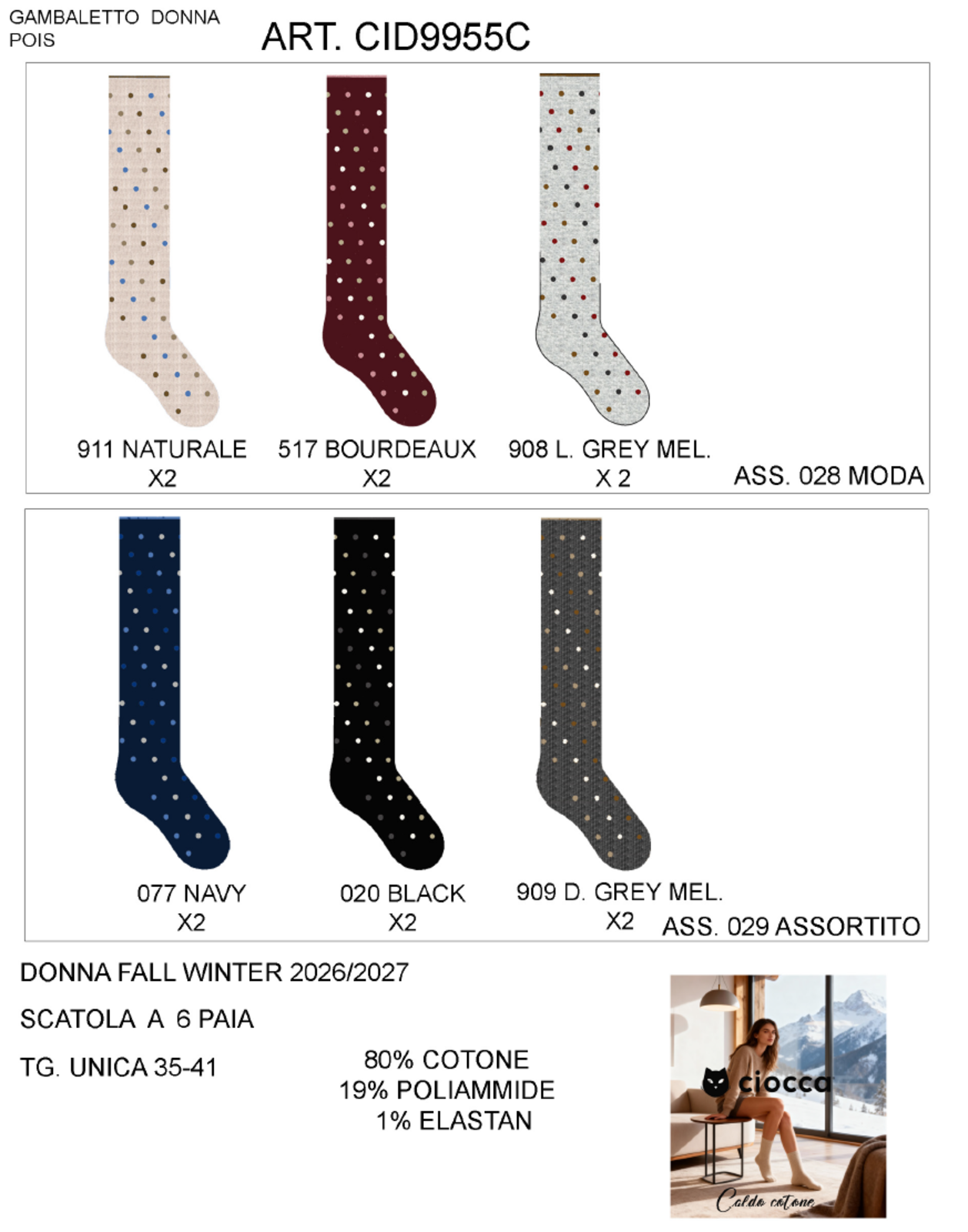CALZINO LUNGO DONNA CID9955L Tellini S.R.L. Großhandelskleidung