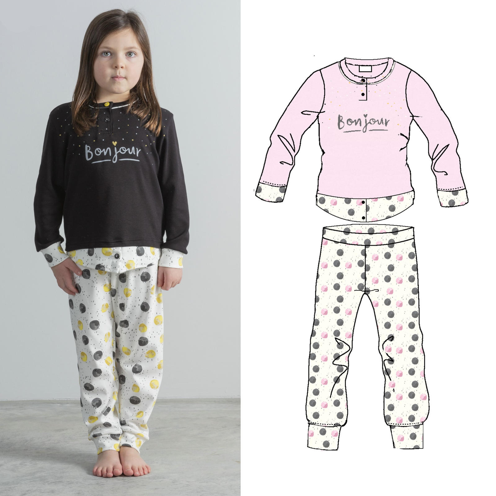 PIGIAMA BAMBINA M/L F30011 Tellini S.r.l. Ingrosso Abbigliamento