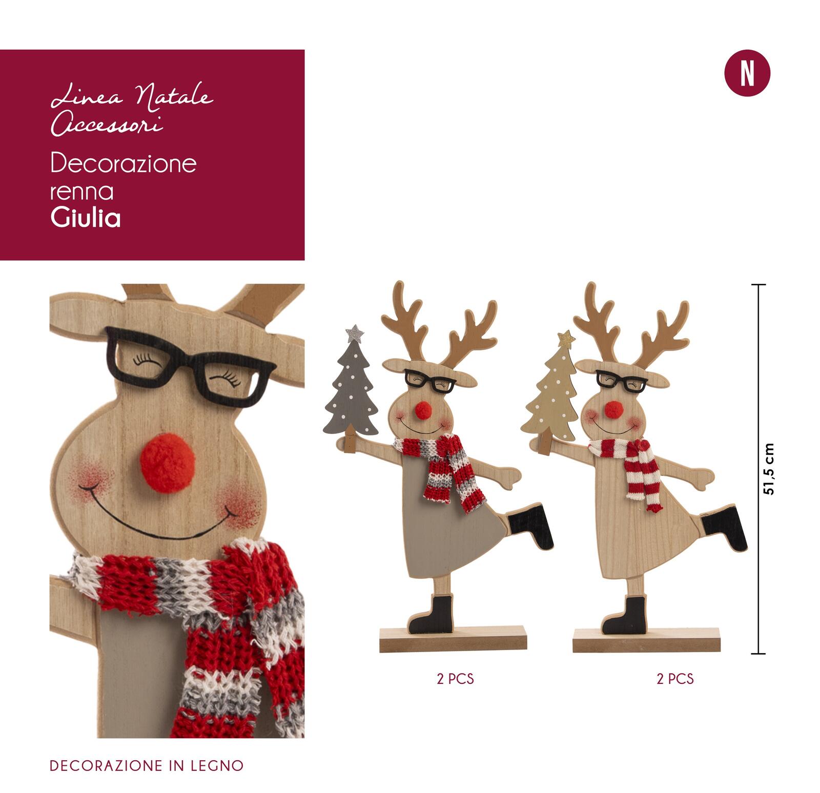 DECORAZIONE RENNA GIULIA Tellini S.r.l. Ingrosso Abbigliamento