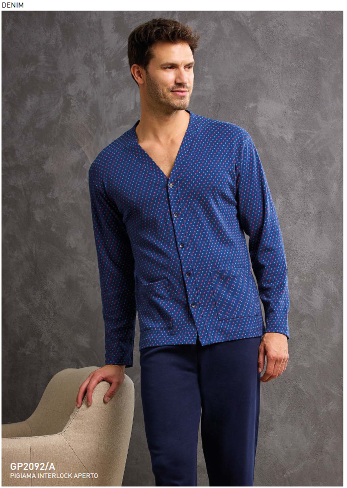PIGIAMA APERTO UOMO M/L GP2092A Tellini S.r.l. Ingrosso Abbigliamento