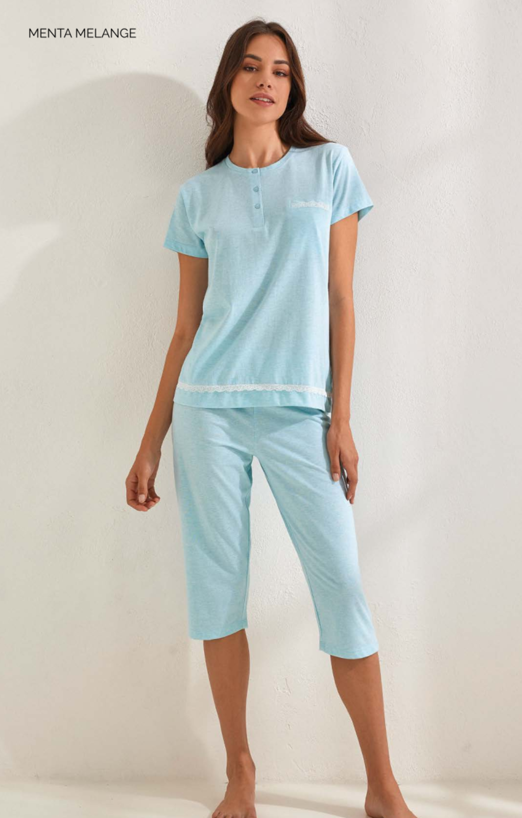 Set d pgama da donna con top a manche lunghe e pantalon, n