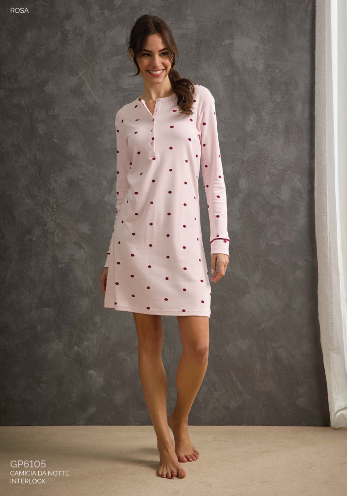 CAMICIA NOTTE DONNA M/L GP6105 Tellini S.R.L. Χονδρική ενδυμασία