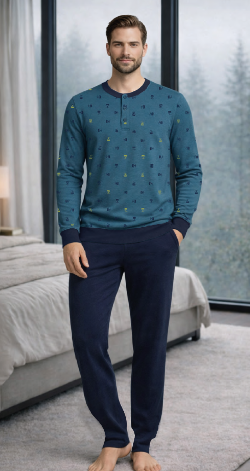 PIGIAMA SERAFINO UOMO M/L NPB497 Tellini S.r.l. Ingrosso Abbigliamento