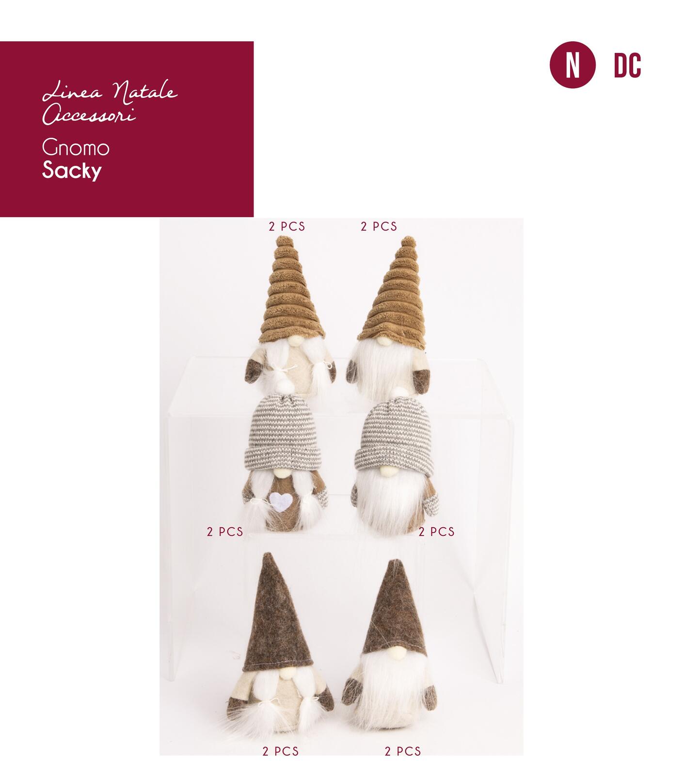 DECORAZIONE GNOMO SACKY 15CM Tellini S.r.l. Ingrosso Abbigliamento