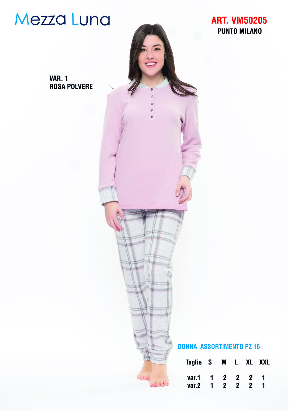 DAMENPYJAMAS M/L VM50205 Tellini S.R.L. Großhandelskleidung