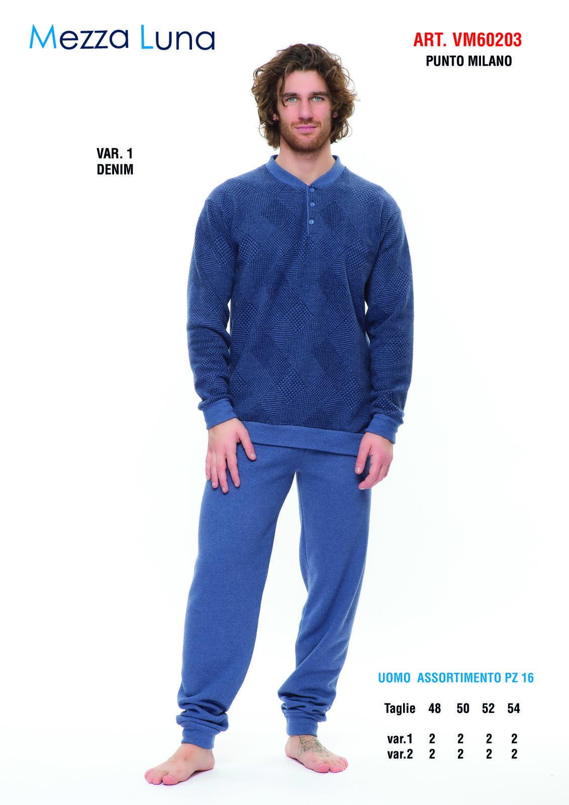HERREN-PYJAMAS M/L VM60203 Tellini S.R.L. Großhandelskleidung