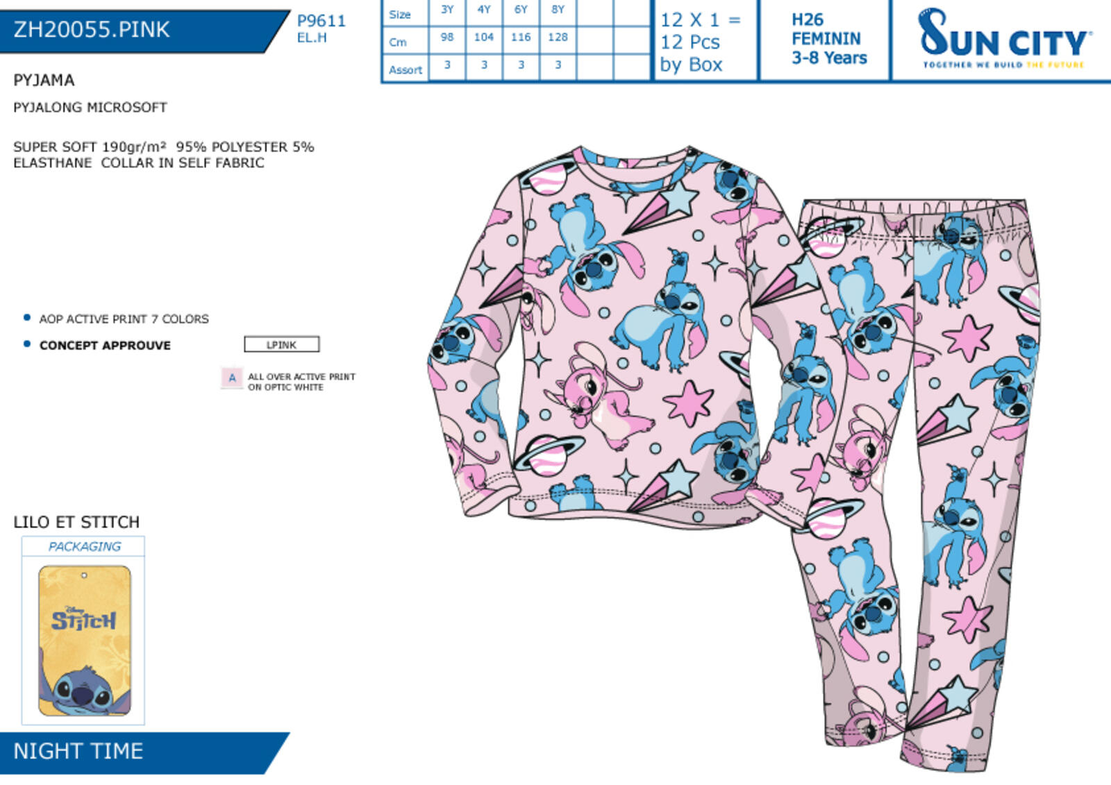 PIGIAMA BAMBINA M/L ZH20055 Tellini S.r.l. Ingrosso Abbigliamento