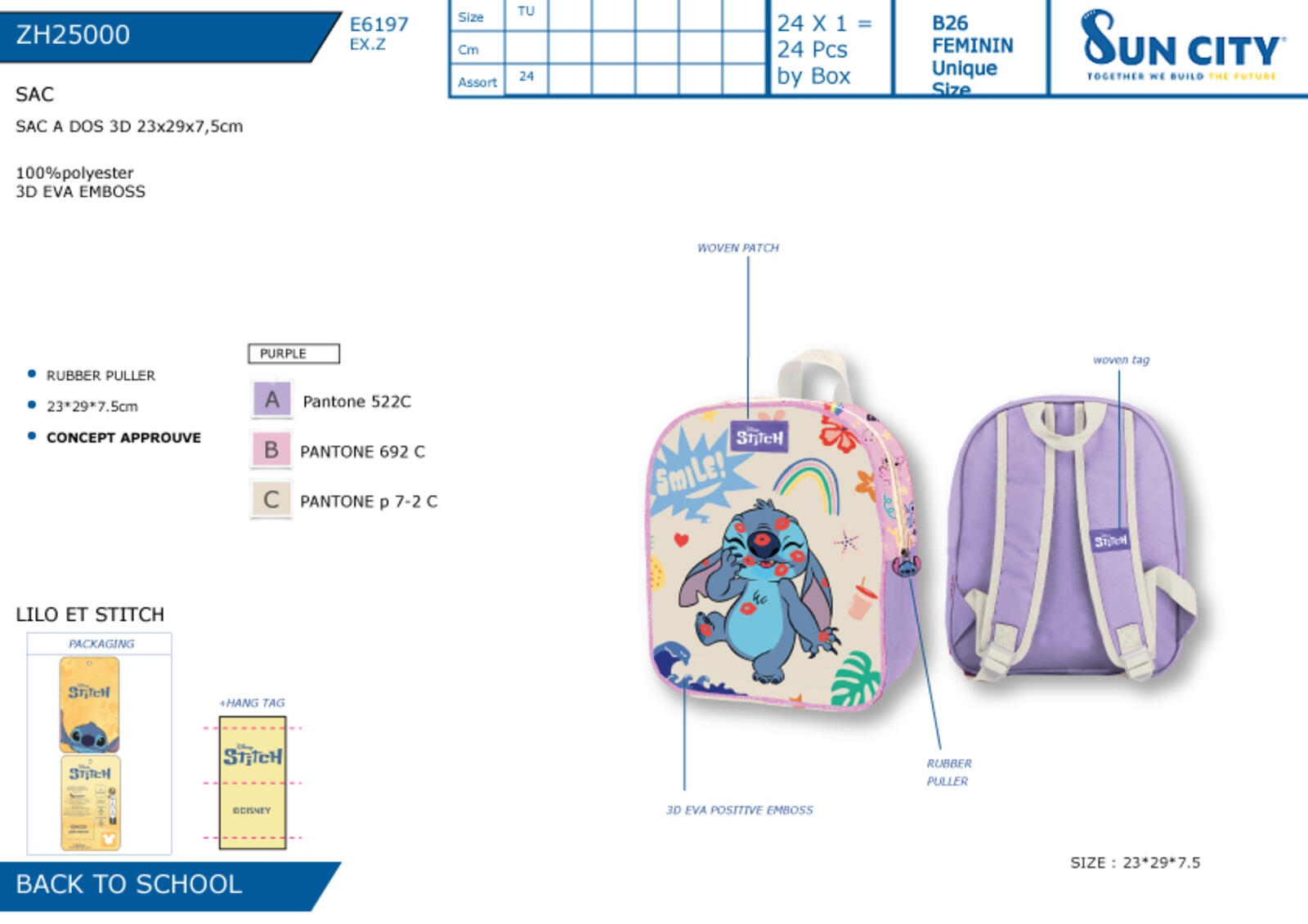 ZAINETTO ASILO 3D ZH25000 STITCH Tellini S.r.l. Ingrosso Abbigliamento