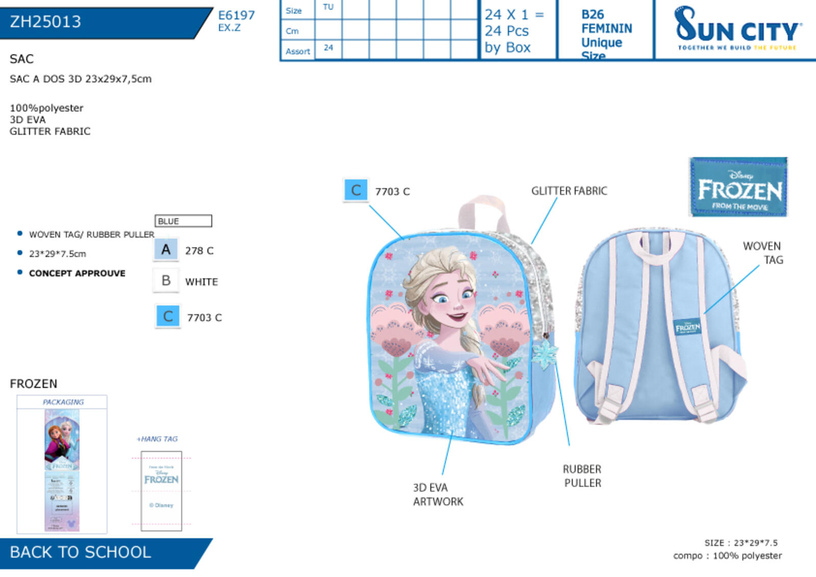 ZAINETTO ASILO 3D ZH25013 FROZEN Tellini S.r.l. Ingrosso Abbigliamento