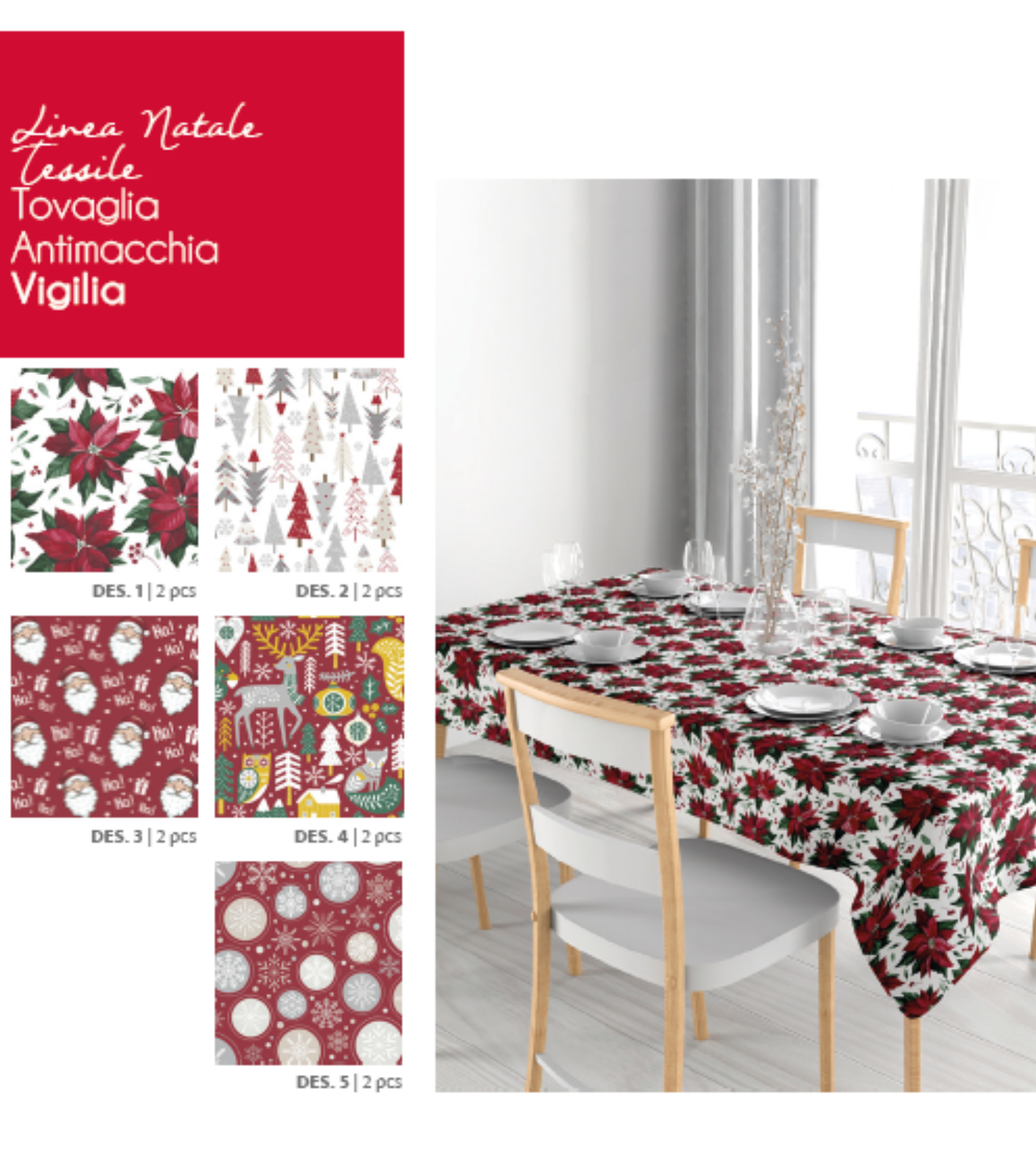 FLECKENABWEISENDE TISCHDECKE WEIHNACHTEN 12P EVE 140X230 Tellini S.R.L. Großhandelskleidung