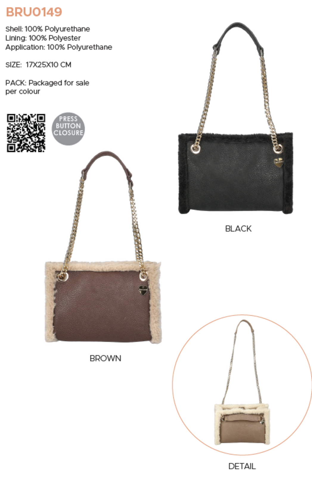 BORSA DONNA BRU0149 Tellini S.r.l. Ingrosso Abbigliamento