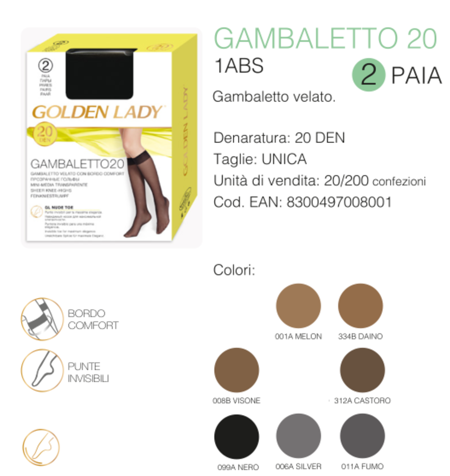 Gambaletti Donna Cabifi Velati Tg Unica Nero 20 Denari Conf Da 2 | Online