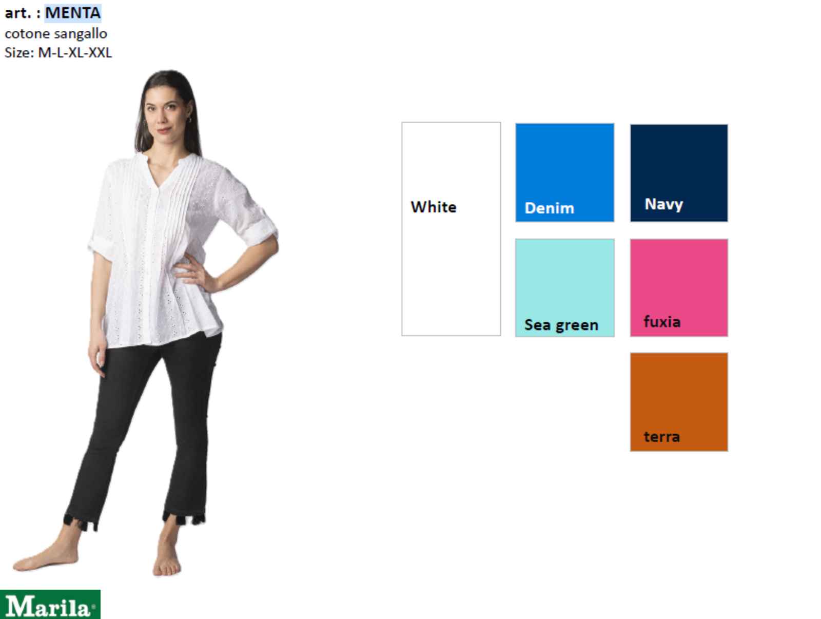 ŽENSKA KOŠULJA BOJE MENTE 3/4 M Tellini S.R.L. Veleprodajna odjeća