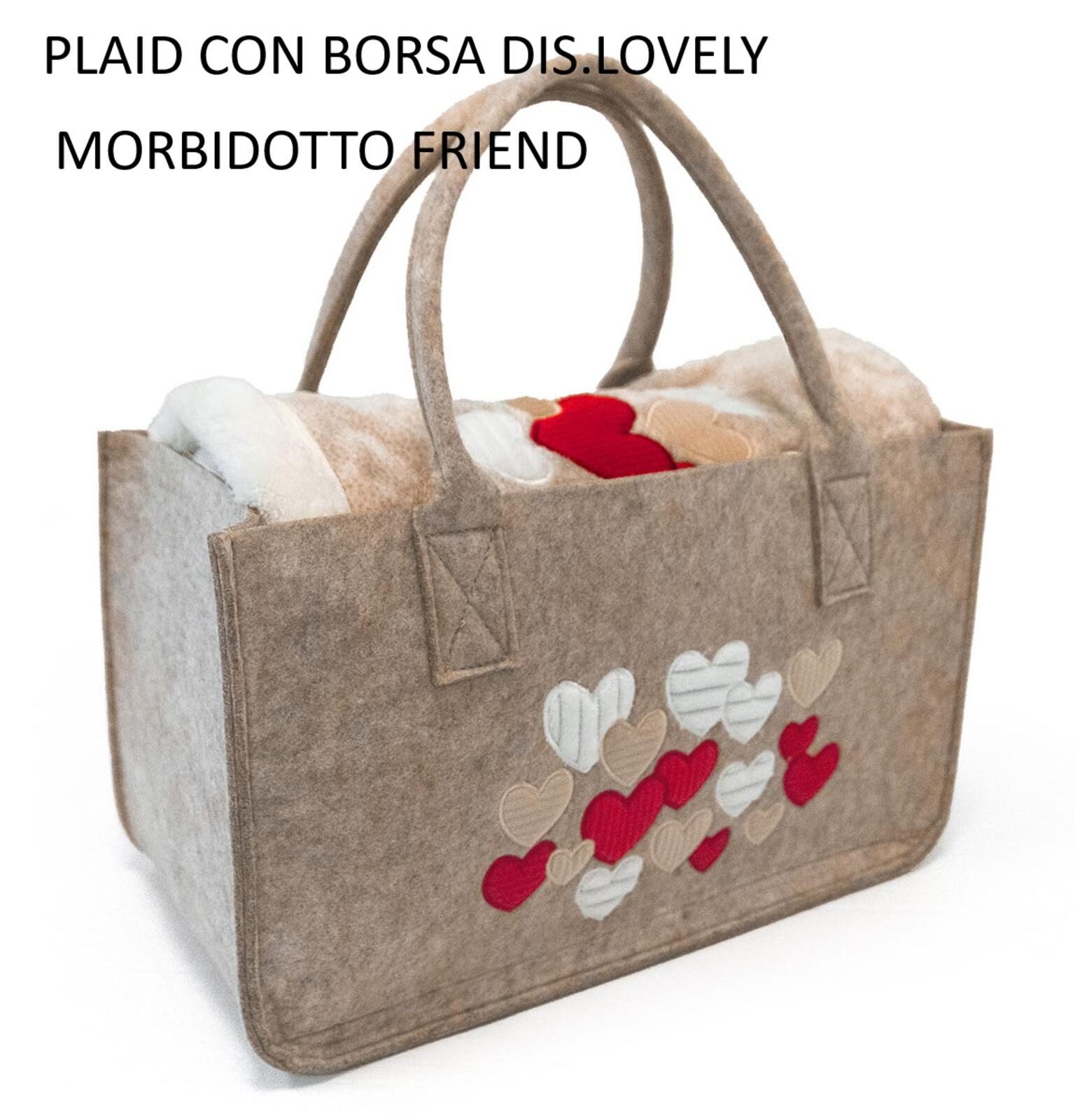 PLAID IN BORSA FELTRO MORBIDOTTO FRIEND 130X160 Tellini S.r.l. Ingrosso Abbigliamento