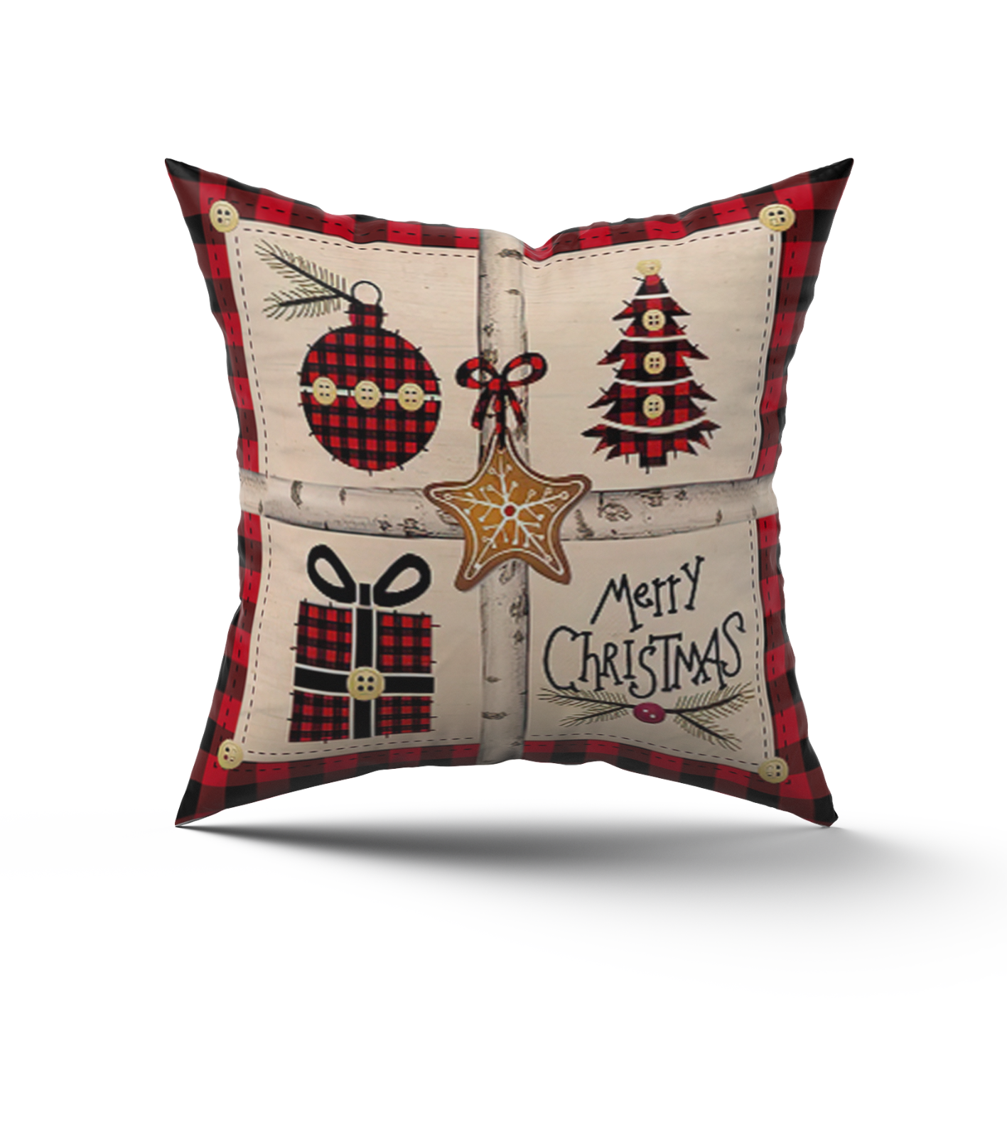Federa Copricuscino Natalizia Emma Barclay – 43x43 Cm – Scena Di Babbo Natale Ricamata – Retro Tinta Unita – Imbottitura Non Inclusa - 3