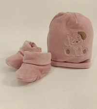 CAPPELLINO+SCARPETTE NEONATA 7606 Tellini S.r.l. Ingrosso Abbigliamento