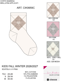 CALZINO CORTO BAMBINA CIK9959C Tellini S.r.l. Ingrosso Abbigliamento