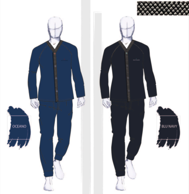 Offener Herren-Schlafanzug M/L 141919 Tellini S.R.L. Großhandelskleidung