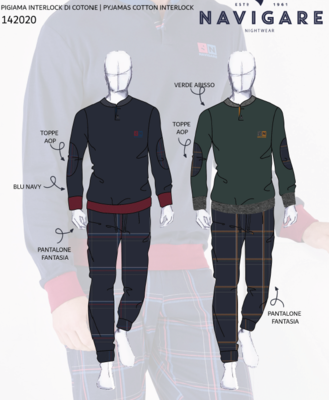 PIGIAMA SERAFINO UOMO M/L 142020 Tellini S.r.l. Ingrosso Abbigliamento