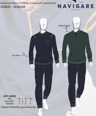 PIGIAMA SERAFINO UOMO M/L 142024 Ingrosso NAVIGARE Tellini S.r.l.
