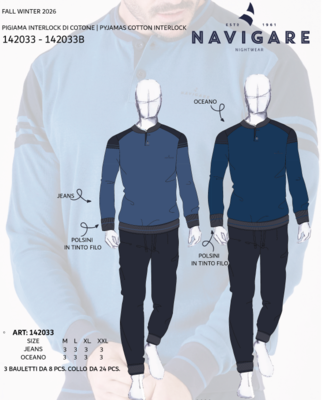PIGIAMA SERAFINO UOMO M/L 142033 Tellini S.r.l. Ingrosso Abbigliamento