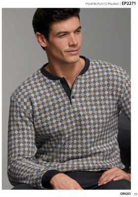 PIGIAMA UOMO M/L EP2271 Tellini S.r.l. Ingrosso Abbigliamento