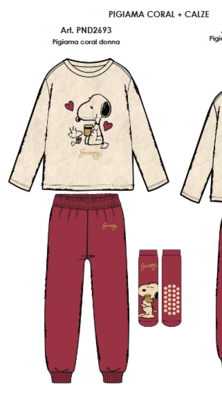 PIGIAMA+CALZE DONNA M/L PND2693 Tellini S.R.L. Großhandelskleidung