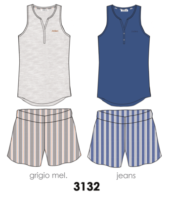DAMEN PYJAMA S/L 3132 Tellini S.R.L. Großhandelskleidung