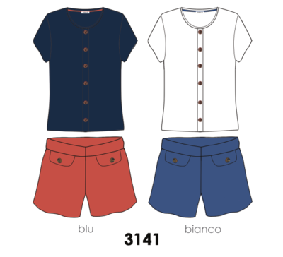 DAMEN PYJAMA M/M 3141 Tellini S.R.L. Großhandelskleidung