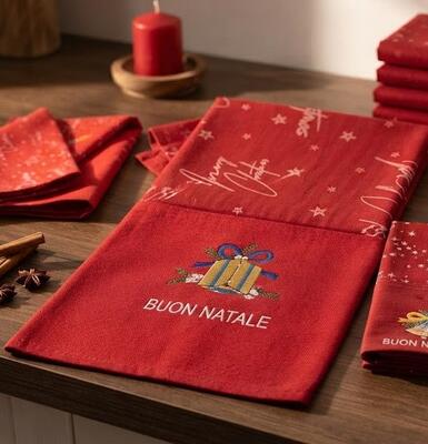 2-teiliges Geschirrtuch mit Weihnachtsmotiv ASN160A/32 Tellini S.R.L. Großhandelskleidung