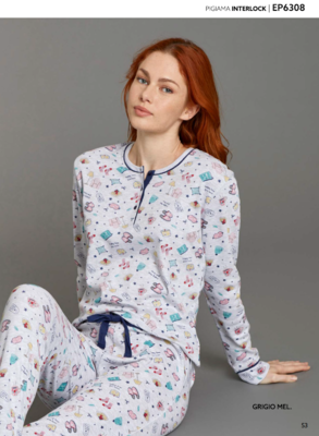 DAMENPYJAMAS M/L EP6308 Tellini S.R.L. Großhandelskleidung