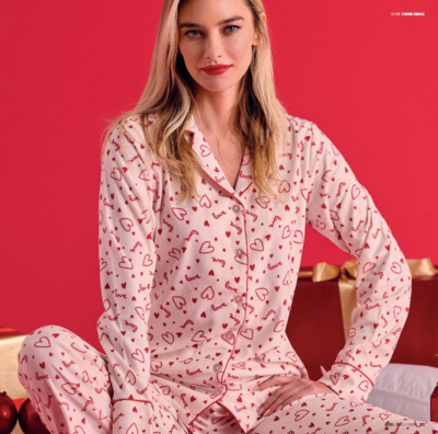 PIGIAMA APERTO+CALZINO NATALE DONNA M/L 643018 Tellini S.r.l. Ingrosso Abbigliamento