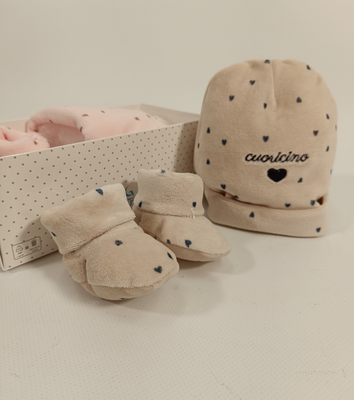 CAPPELLINO+SCARPETTE NEONATA 7586 Tellini S.r.l. Ingrosso Abbigliamento
