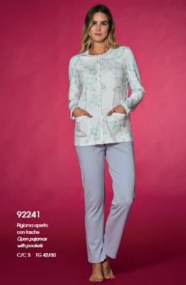 PIGIAMA APERTO DONNA M/L LR292241 Tellini S.r.l. Ingrosso Abbigliamento