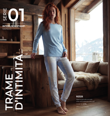 Damen-Pyjama mit Rundhalsausschnitt, Größe M/L, LS992325 Tellini S.R.L. Großhandelskleidung
