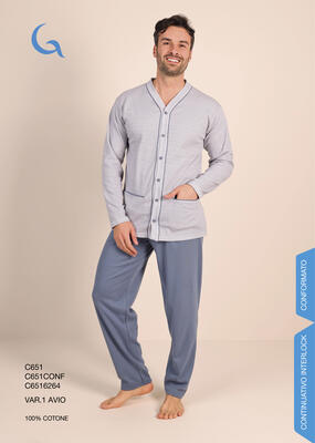 OTEVŘENÉ PYŽAMO U. C651/ M/L CB65204 Tellini S.R.L. Velkoobchodní oblečení