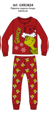 PIGIAMA NATALE RAGAZZO M/L GRR3824 Ingrosso Pigiami 0/16 Anni Tellini S.r.l.