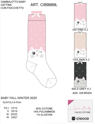 CALZINO LUNGO NEONATA CIB9989L Tellini S.r.l. Ingrosso Abbigliamento