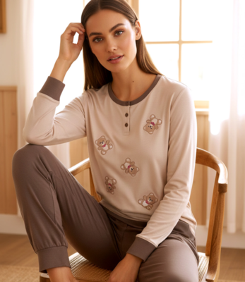 PIGIAMA SERAFINO DONNA M/L KI1073 Ingrosso Pigiami donna Tellini S.r.l.