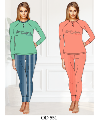 PIGIAMA DONNA M/L OD551 Tellini S.r.l. Ingrosso Abbigliamento