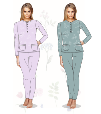 SERAFINO PYJAMAS DAMEN M/L ODC471 Tellini S.R.L. Großhandelskleidung